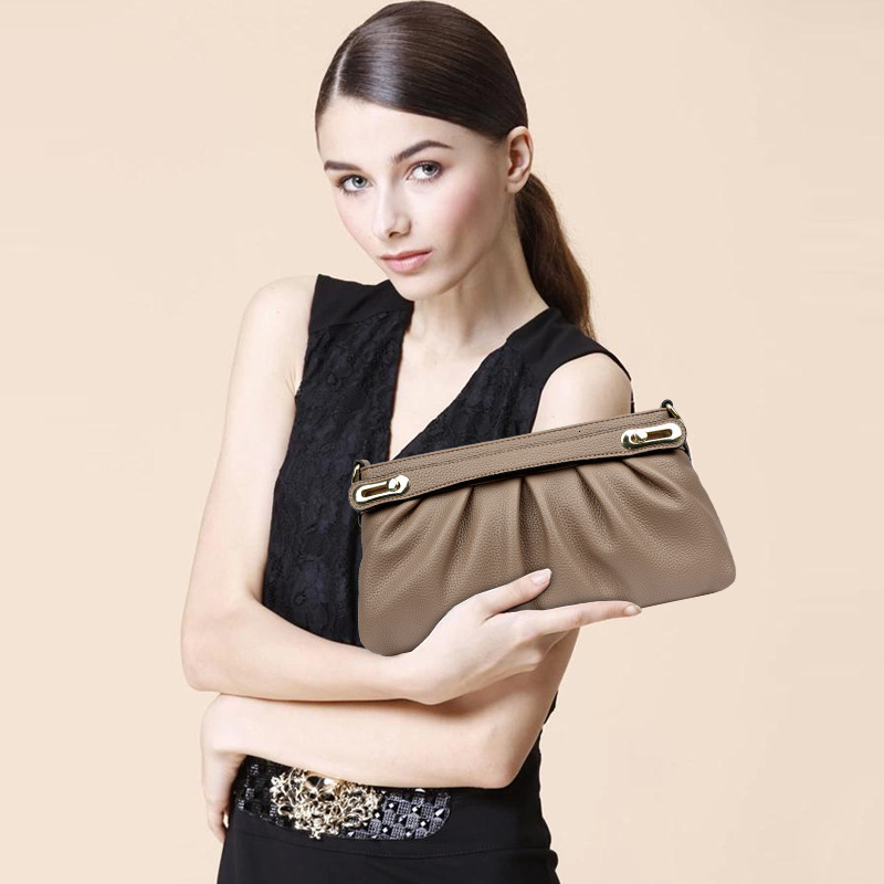 Free Shipping Luxury Genuine Leather Clutch Bag Women's Elegant 2025 New Soft Cowhide Crossbody Handbag Simple Designer Versatile Underarm Bag