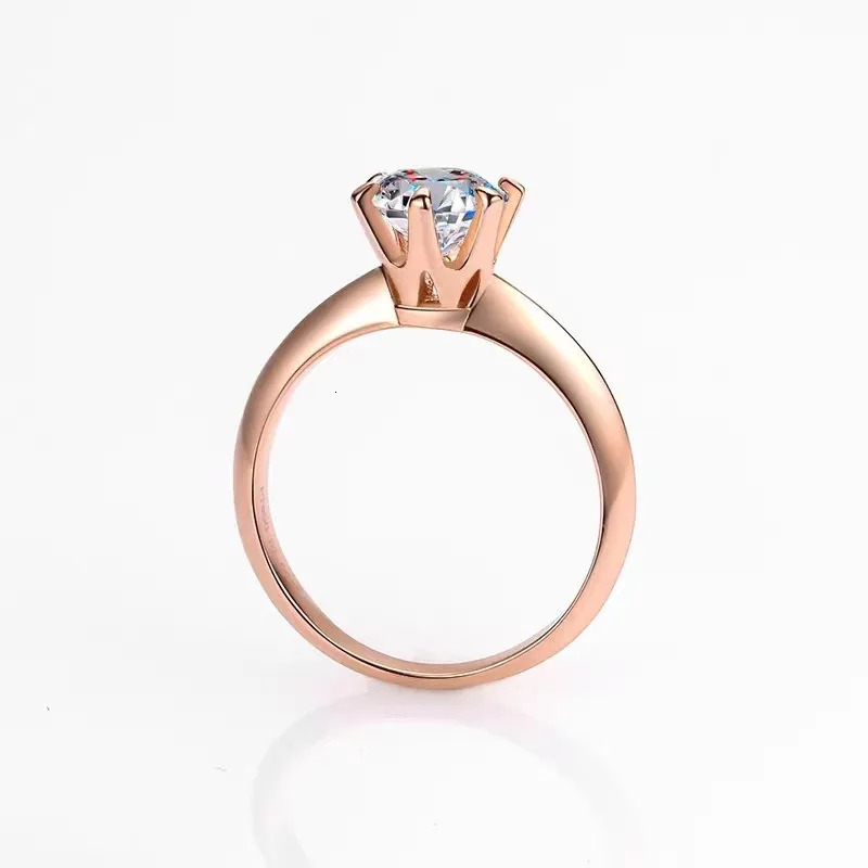 18K Rose Gold Solitaire 1.5ct Created Diamond Ring Party Wedding Band Rings for Women Bridal Engagement Jewelry Gift 250610