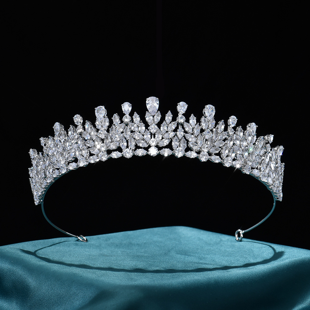 HADIYANA Gorgeous Crystal Crown Tiara Shining Cubic Zirconia Gold Silver Color Crowns For Wedding Bride Hair Ornament BC6526 241202