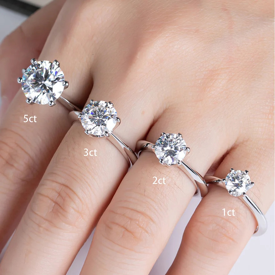925 Sterling Silver Simple Engagement Wedding Rings for Women Fashion 1CT/2CT/ 3CT Cubic Zirconia Ring Bridal Jewelry Gift 250610