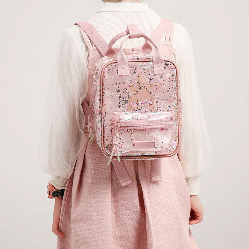 Z New Children's Sequin Jelly Girls Transparent School Bag Kindergarten Student Waterproof Small Backpack