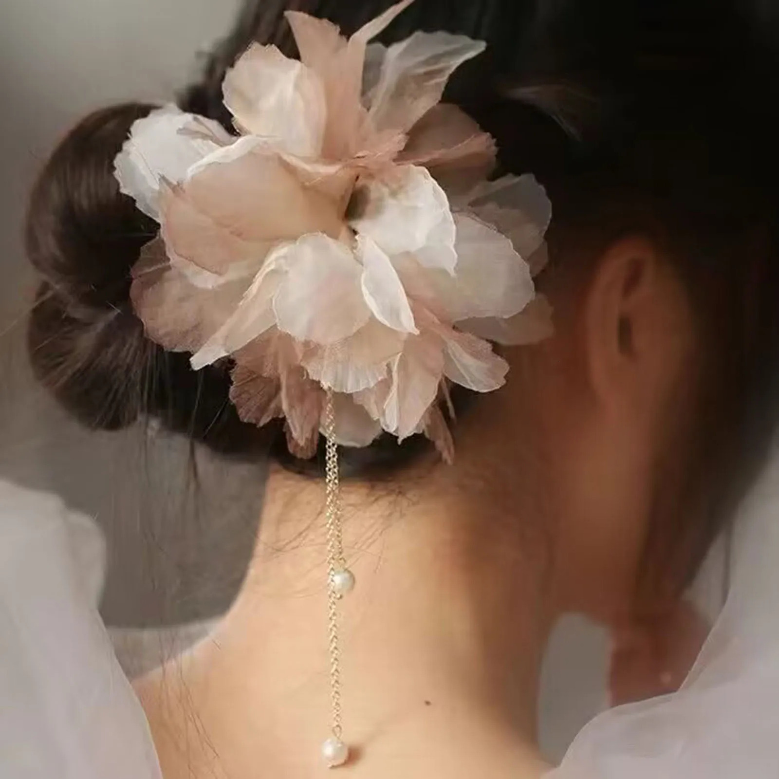 Wedding U Shape Hair Clips Bridal Headpiece Mesh Flower Hairpins Pearl Women Wedding Hair Accessories Bridal Headdress Jewelry 250610