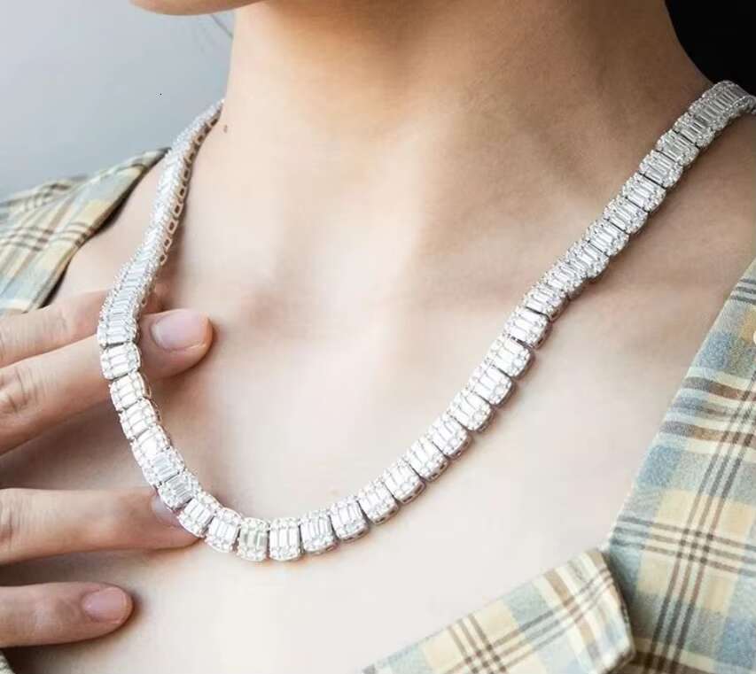OACOCA S925 18k Gold Plated Moissanite Tennis Chain VVS Halo Loose Diamond Chains for Men Custom Jewelry