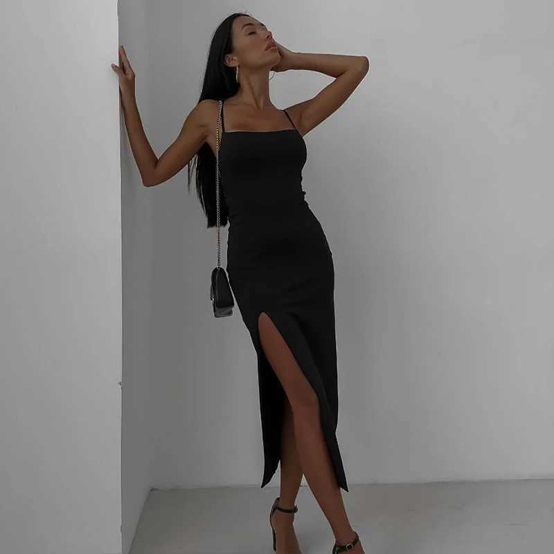 Summer Fashion Dress Women New Sleeveless Backless Bandage Bodycon Sexy Split Dresses Casual Streetwear Club Party Elegant Dress XJ250610