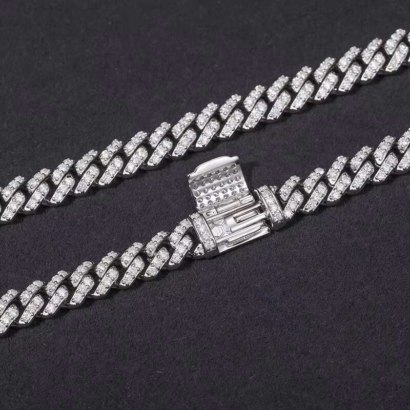 OACOCA High Quality 6mm 925 Silver Necklace Cuban Chain Men Moissanite Necklace For Men Hip Hop Jewelry Gift