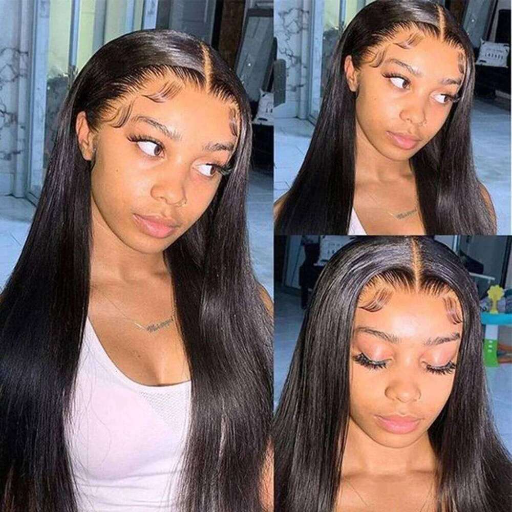 Straight Long Front Human Hair Pre Plucked 13x4 Lace Frontal For Women Wigs Indian wig Natural Hairline 180 density
