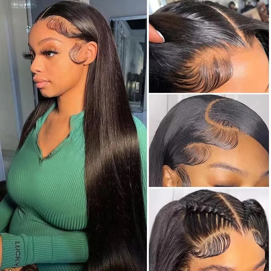 36 40 Inch 13x4 13x6 HD Transparent Bone Straight Lace Front Wigs 220 Density Brazilian Human Hair Wigs Synthetic For Women