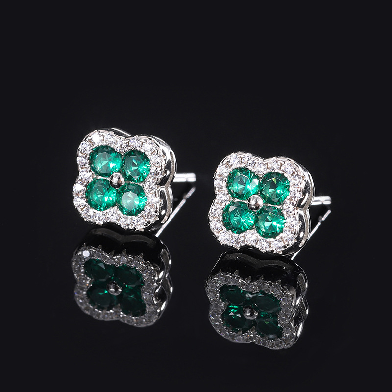 S925 Sterling Silver Floral Stud Earrings with Colorful Cubic Zirconia for Women - Vintage Inspired, High-Quality, Elegant Gift Jewelry