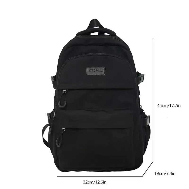 College Style Canvas School Bags For Solid Junior High School Student Schoolbag Korean Version Laptop Backpack Women 250606