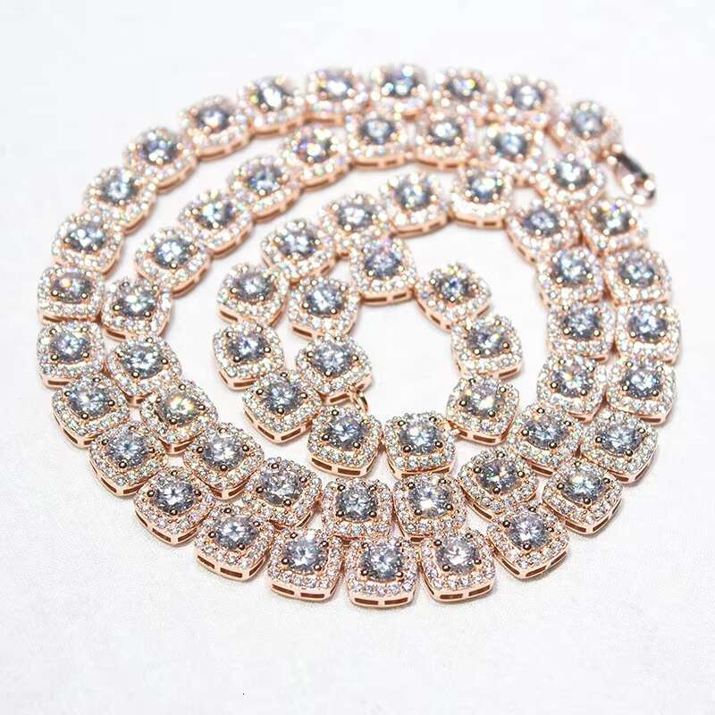 OACOCA Hip Hop Iced Out 925 Silver VVS Moissanite Diamond Clustered Tennis Chain Necklace