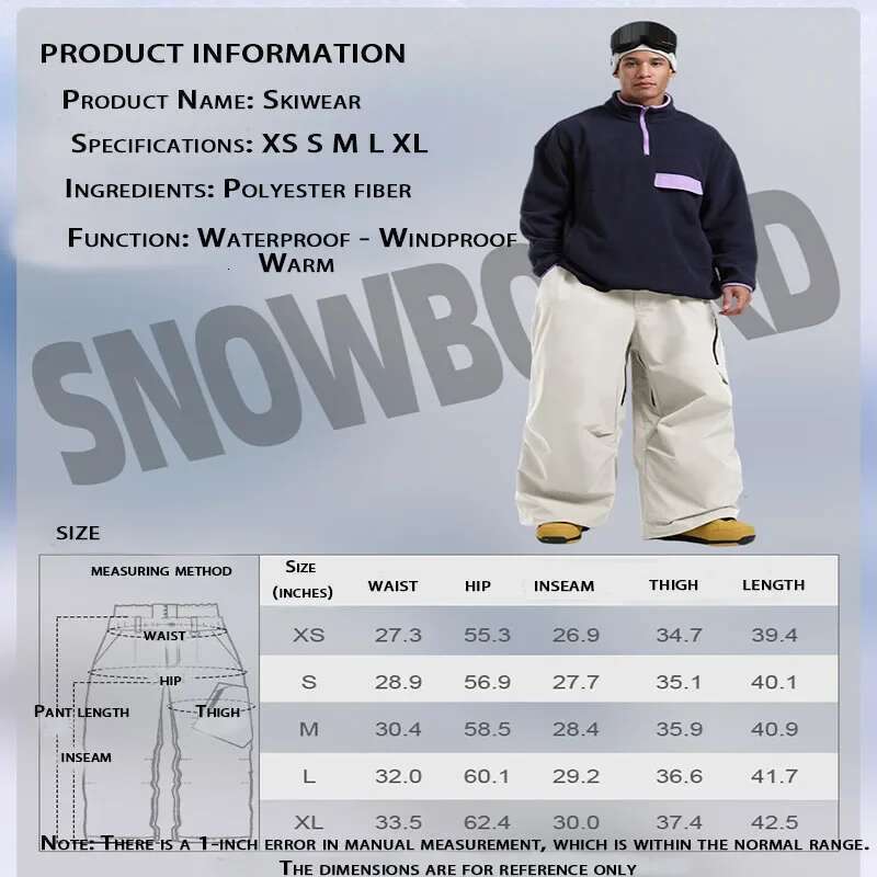 2025 New Ski Women's Winter Outdoor Single Board Windproof Breathable Warm Men's Sports Loose Wide Leg Pants