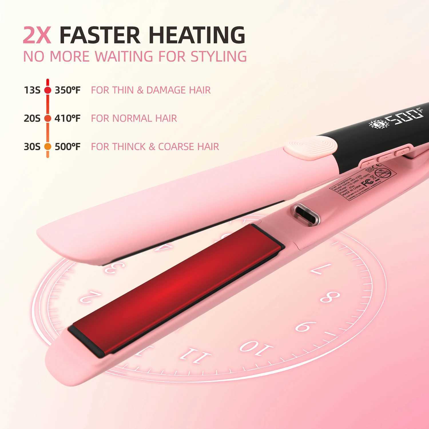 Professional Hair Straightener 500F Plasma Hair Straightener Smooth Frizz Straightening Irons Hair Styling Tool 110-240V W250610