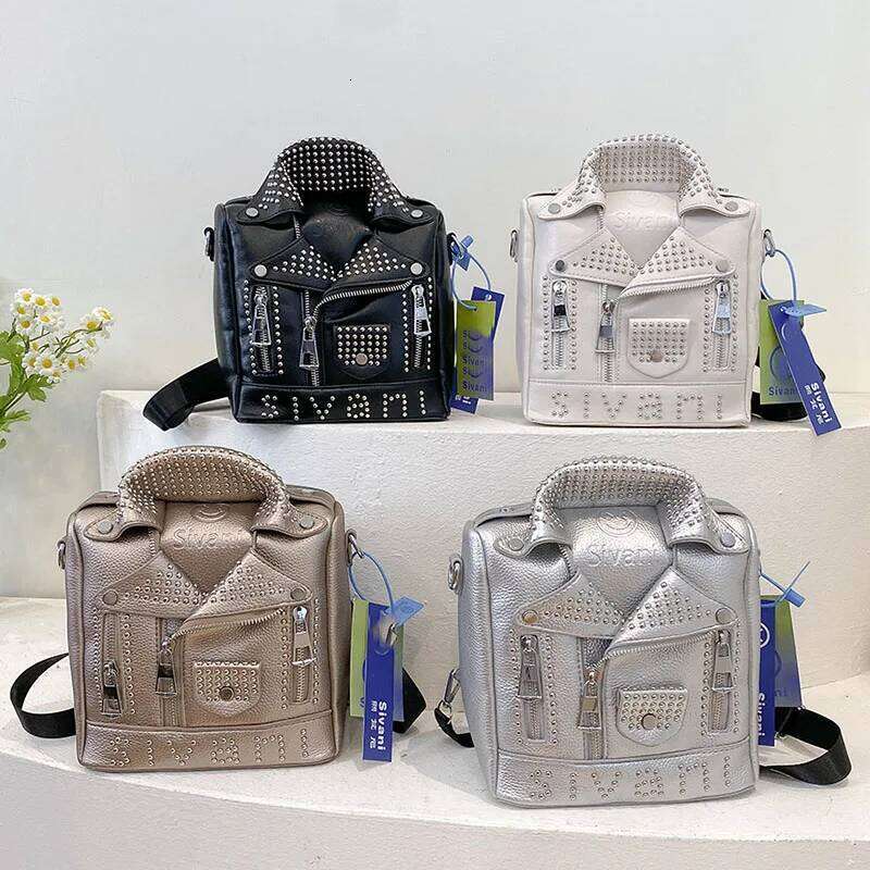 Fashion Jacket Design Shoulder Bags Rivet Clothes Shape Women's Handbag Brand Designer Lady Crossbody Bag Small Backpack