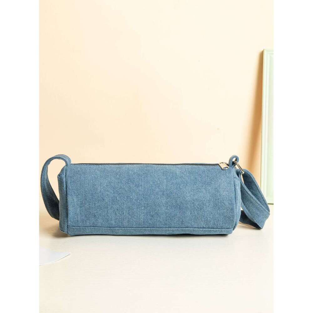 2025 New Denim Cylinder Crossbody Artistic Student Backpack Small Slouch Canvas Phone Bag