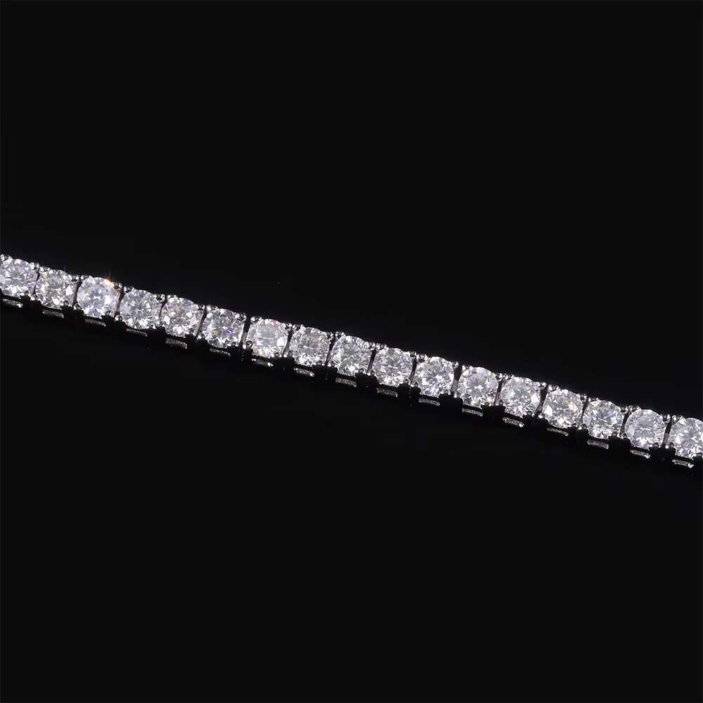 U02B Abiding Custom 925 Sterling Silver White Moissanite Diamond Tennis Bracelet S925 3mm 5mm Round Moissanite Tennis Bangle