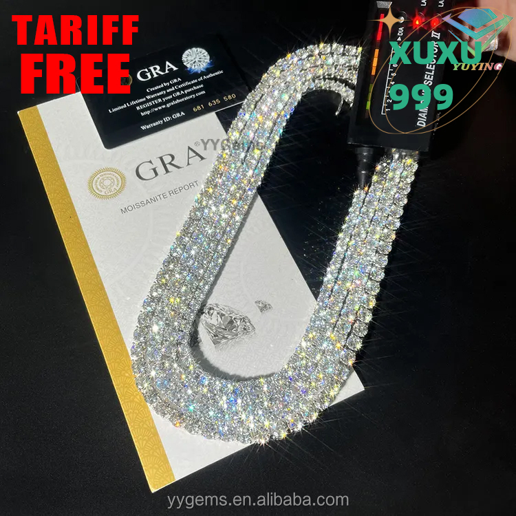 OACOCA 925 Sterling Silver VVS Mossanite 2mm--6.5mm VVS Diamond Women/mans Necklace Moissanite Tennis Chain
