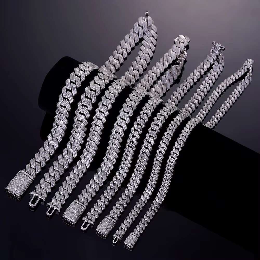 OACOCA Hip Hop 925 Real Gold Full Moissanite Diamond 18K Cuban Link Chains for Man