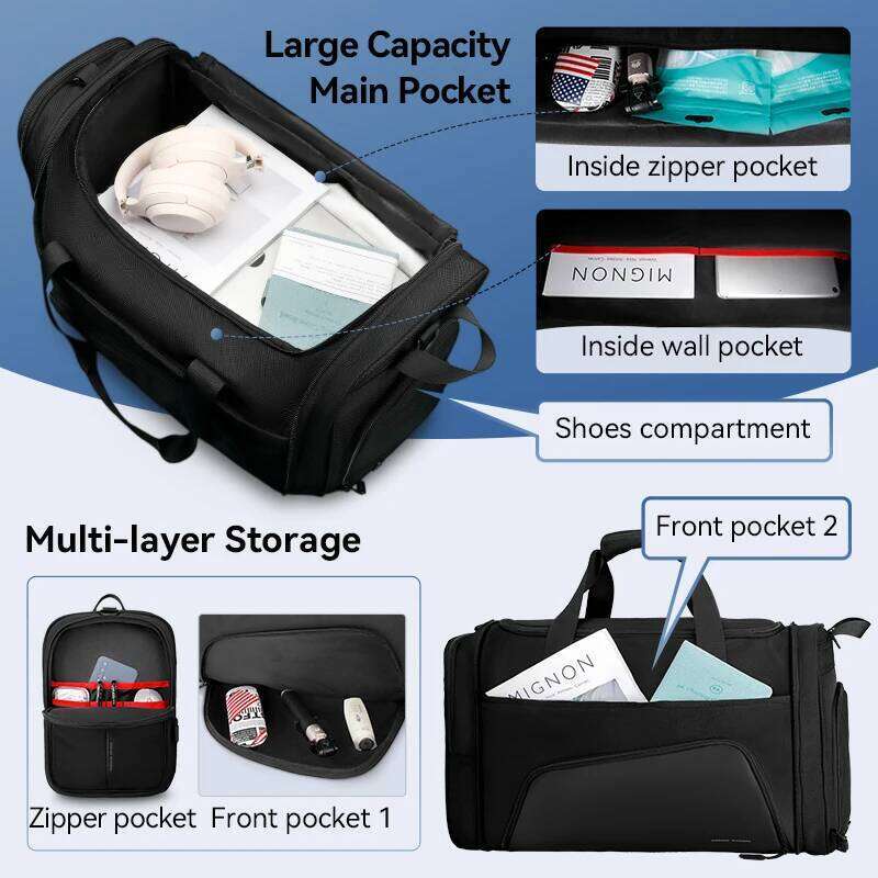 MARK RYDEN Foldable Duffle Bag With Shoes Pouch Large Capacity Gym Bags For Men