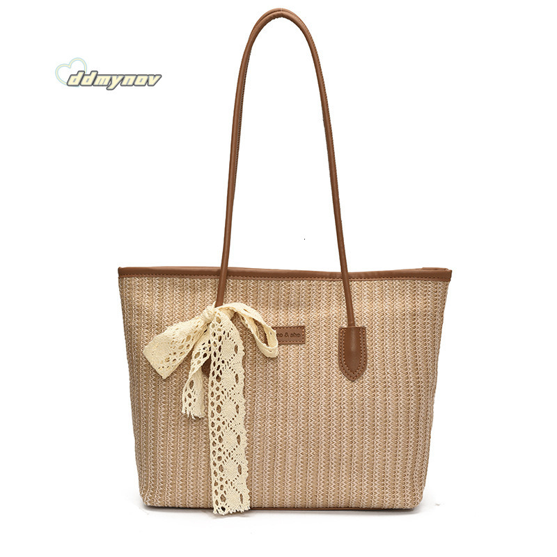 Trendy Fashion Large Capacity Straw Tote for Women 2025 New Casual Beach Vacation Shoulder Underarm Bag ddmynov