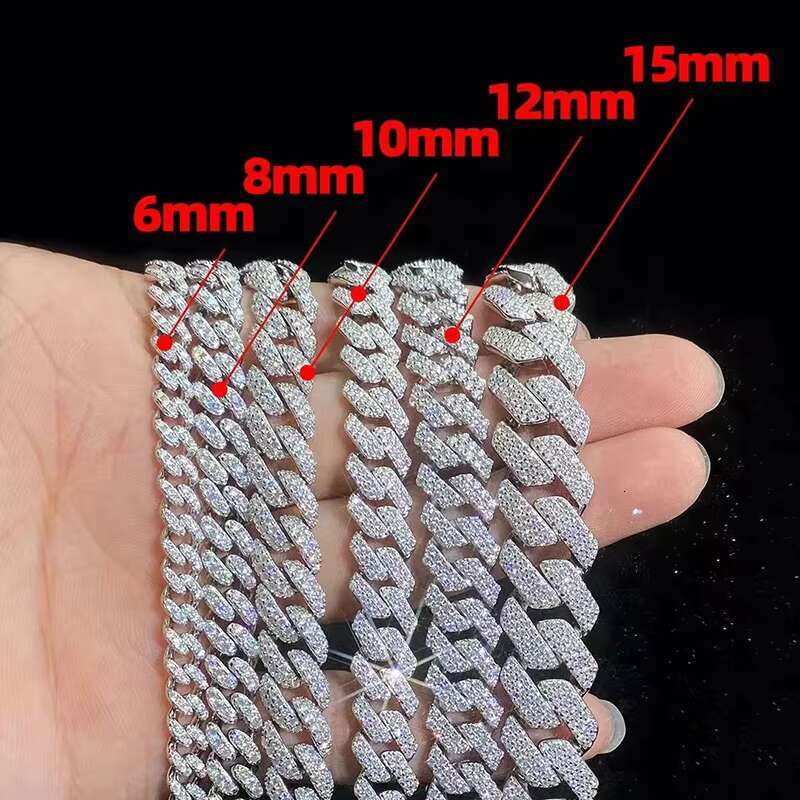 OACOCA 5mm Moissanite Tennis Chain 925 Silver Hip Hop Jewelry for Men
