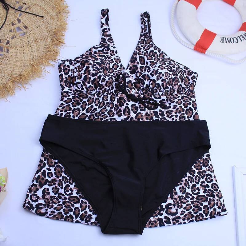 2024 New Swimwear Women Tankini Set Plus Size Two Piece Vintage Sport Padded High Waist Bathing Suit Push Up Swimsuit Bikini 3XL