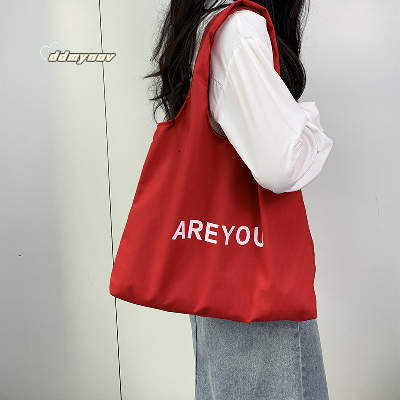 /Korean INS Niche Canvas Summer Thin Letter Sweet Pink Shoulder Bag ddmynov