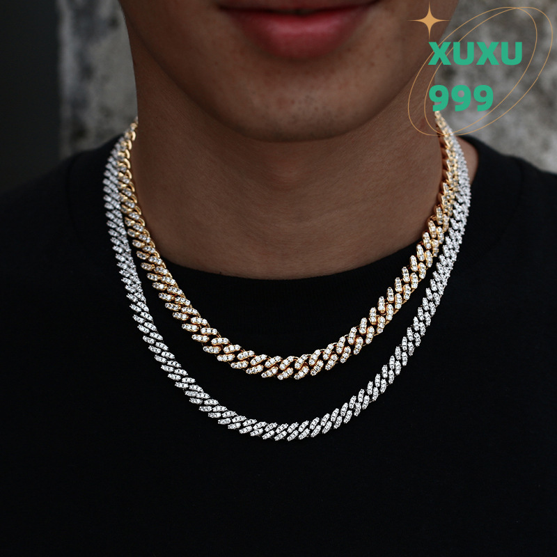 OACOCA 6mm Hip Hop Jewelry White Gold Plated 925 Sterling Silver Diamond Iced Out Cuban Link Chain Necklace Men