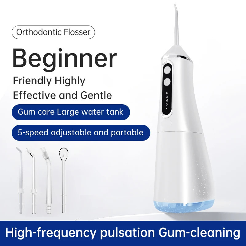 Oral Irrigator Portable Household Water Flosser USB Rechargeable Dental Water Jet Pick Flosser 4 Jet Tip Teeth Cleaner 250605