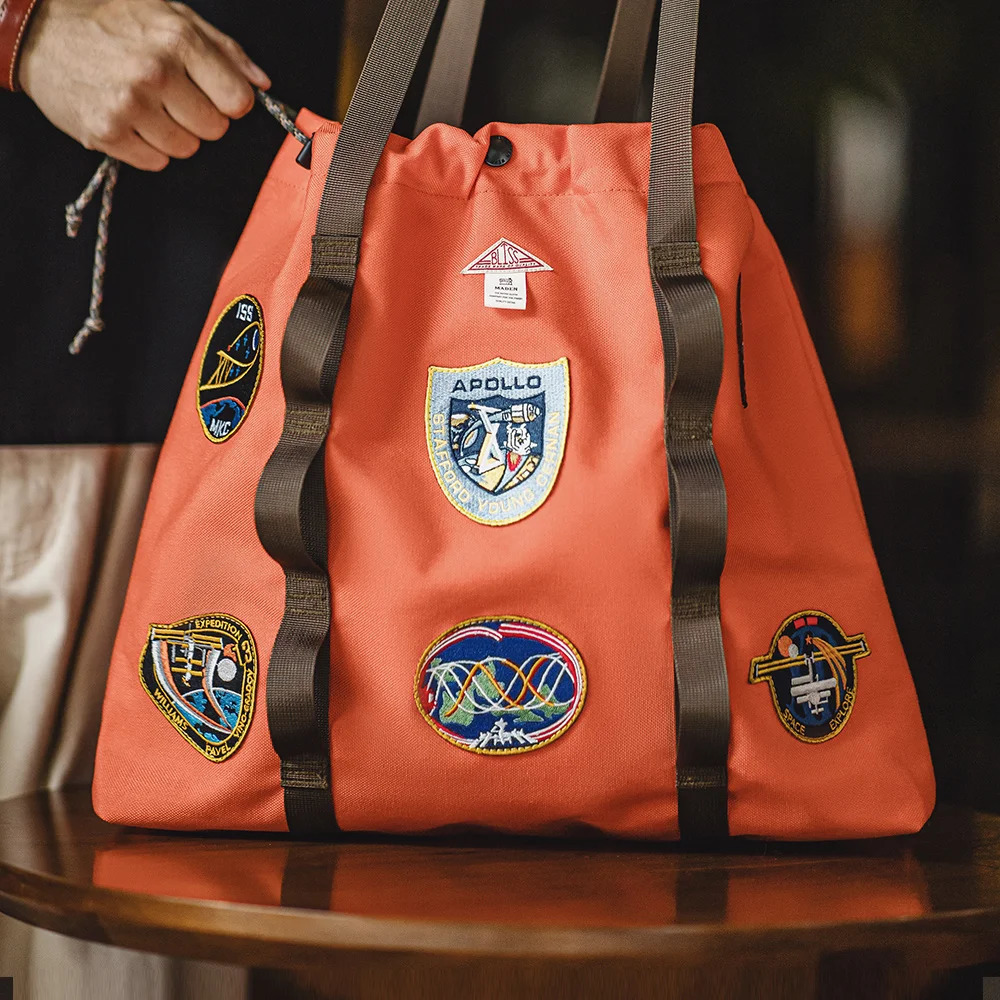 Maden Casual Space Exploration Embroidered Tote Bag Unisex Largecapacity Work for Commuting Spacious Laptop Shoulder Bags 250605