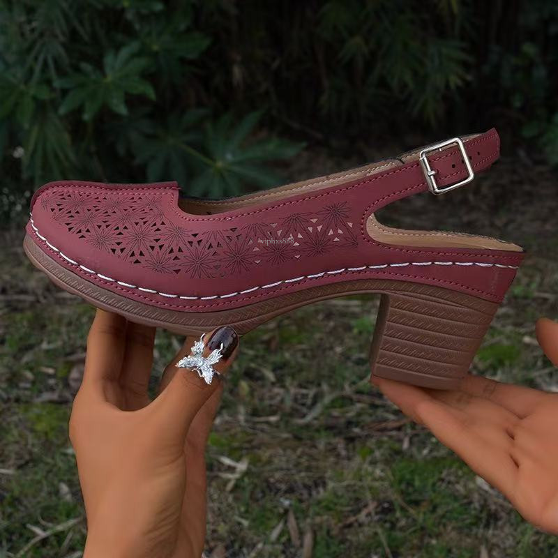 Cross-border Foreign Trade Outdoor Closed-toe Wedge Women's Sandals European Designer Sandals And American Plus Size High Heel Sandals For Beach 