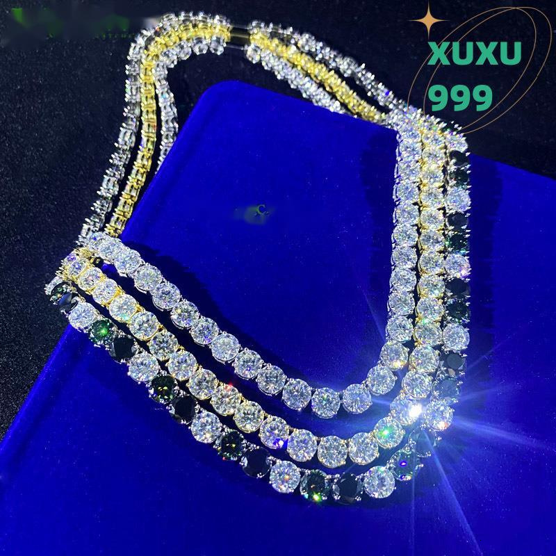 OACOCA 925 Silver Moissanite Tennis Chain Ice Out Hip Hop Moissnaite Chain Tennis Necklace 8mm VVS Diamond Men Women Fashion Jewelry