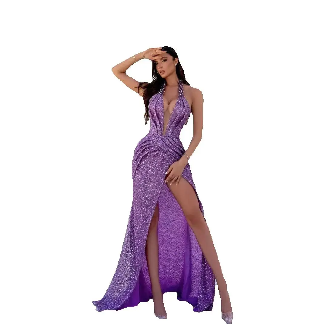 Sexy Mermaid Evening Dress V Neck Prom Gowns Sequins Beads Appliques 3D-Lace Prom Dress vestidos de festa Special Occasion Dresses Plus Size Customize