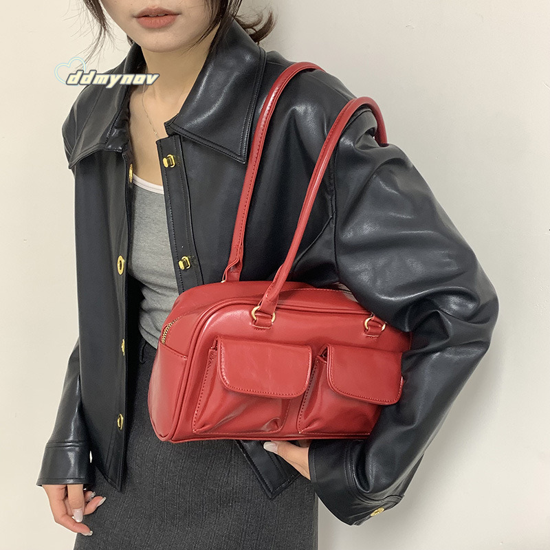 2024 New Solid Color PU Large Capacity Underarm Shoulder Korean Fashion Women's Bag ddmynov