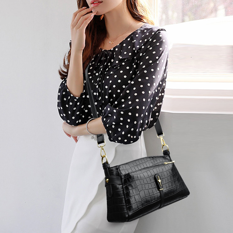 Free Shipping 2025 New Luxury Crocodile Pattern Middle-aged Designer Mom Bag Multi-layer Shoulder Bag Fashionable Women's Handbag Large Capacity 
