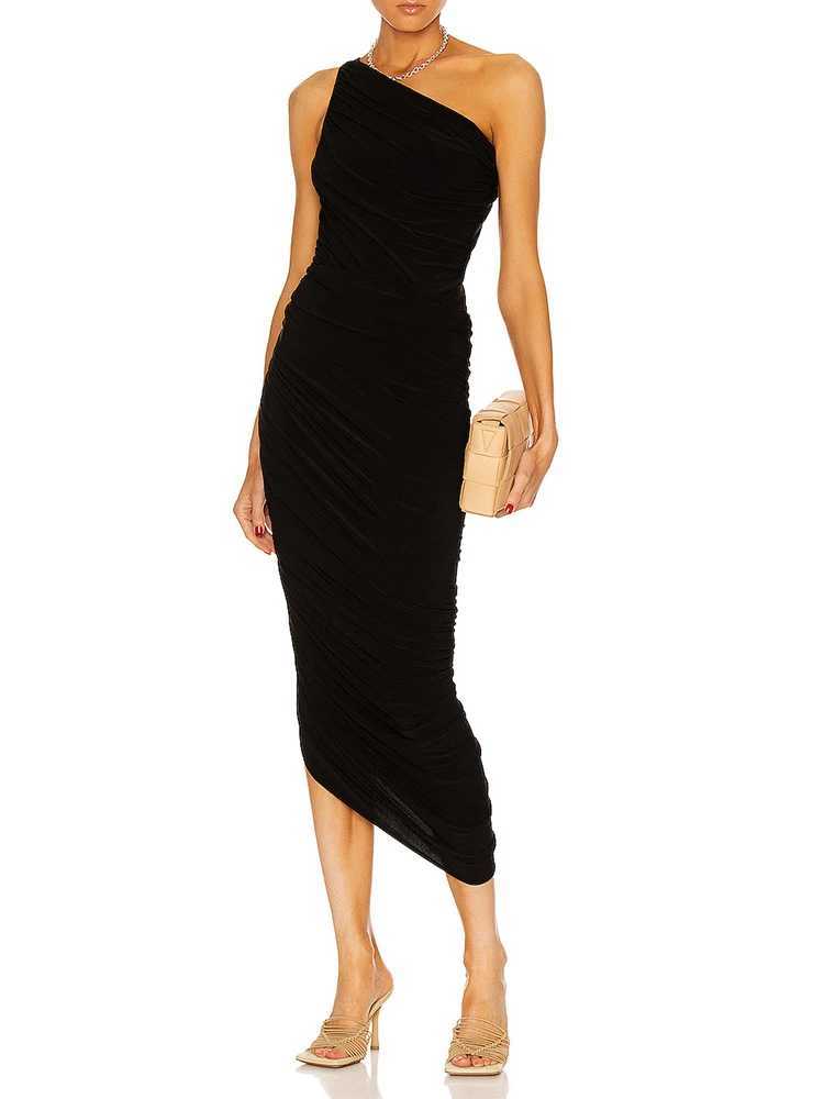 Womens One Shoulder Pleated Dress Slim Maxi Sleeveless Asymmetric Dress Cocktail Formal Party Long Dresses XJ250610
