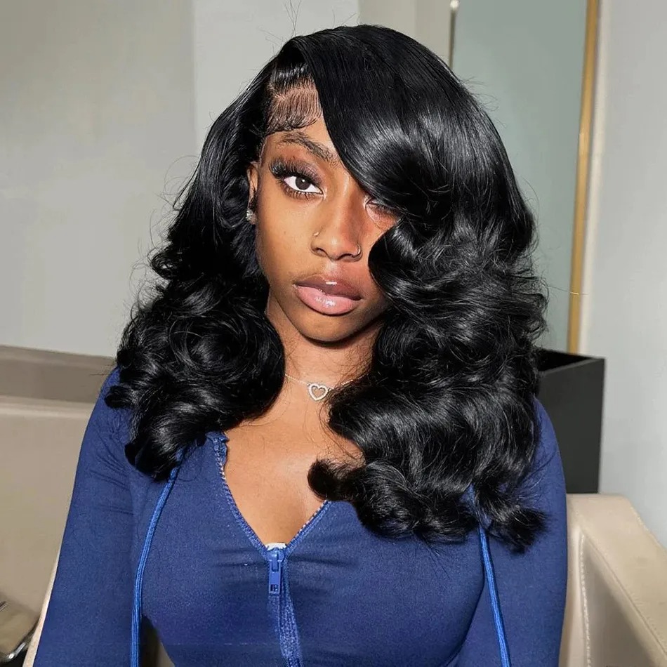 200 Density Brazilian Body Wave Short Bob 13x6 Transparent Lace Front Human Hair Wigs HD Pre Plucked Synthetic Lace Frontal Wig For Women
