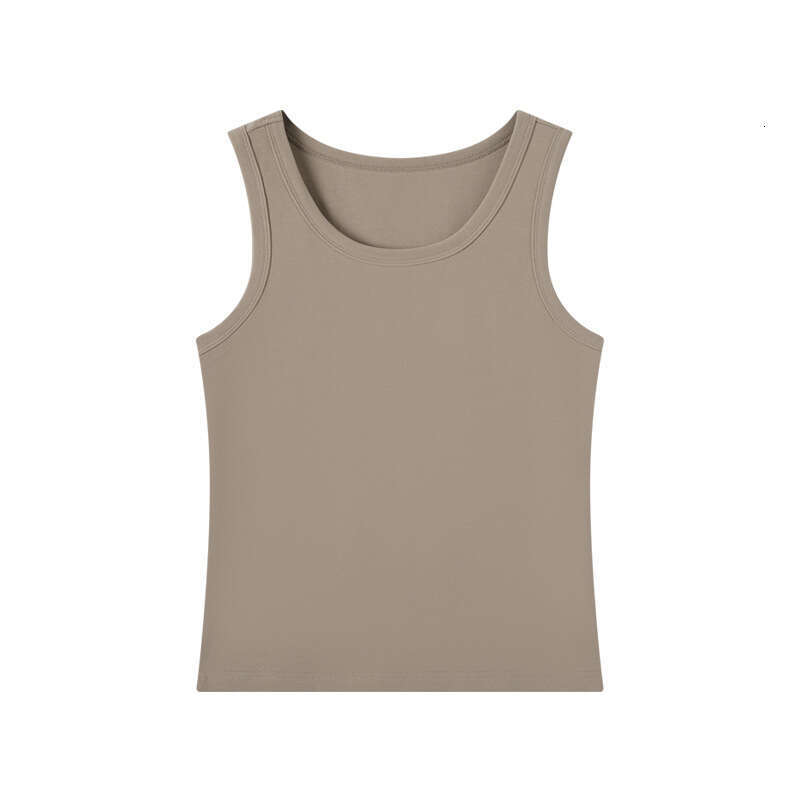 2025 American Tank Top for Women Sleeveless Inner Wear Sexy Round Neck Korean Style Small Camisole Summer-grey
