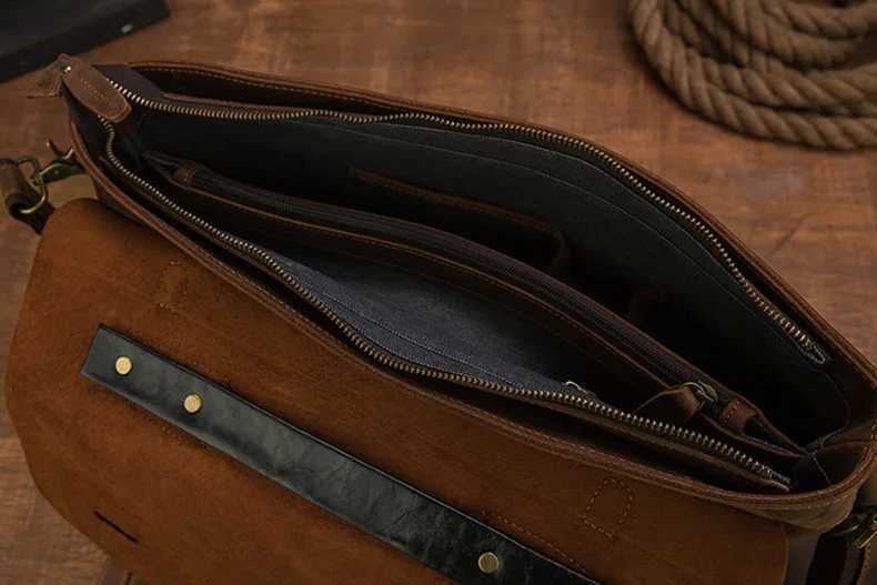 Imported Genuine Leather Retro Mens Handbag Male 14 Inch Laptop Bag Briefcase Classic Shoulder Messenger Bags 2025 New W250610