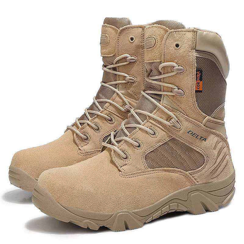 Factory Direct Sales Men's High Top Textured Combat Boots Fashion Hiking Shoes