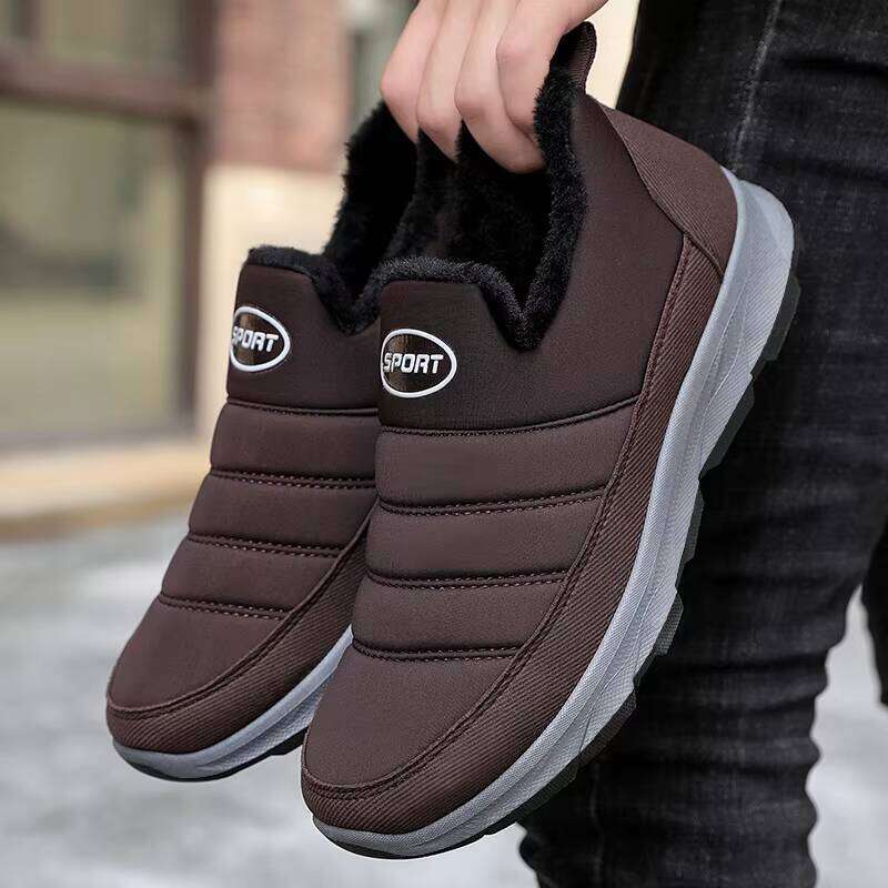 Plus Veet Warm Snow Shoes Flat Casual Sneakers Winter Boots for Men Women Adult Cotton Fabric Cloth Rubber 3 Colors