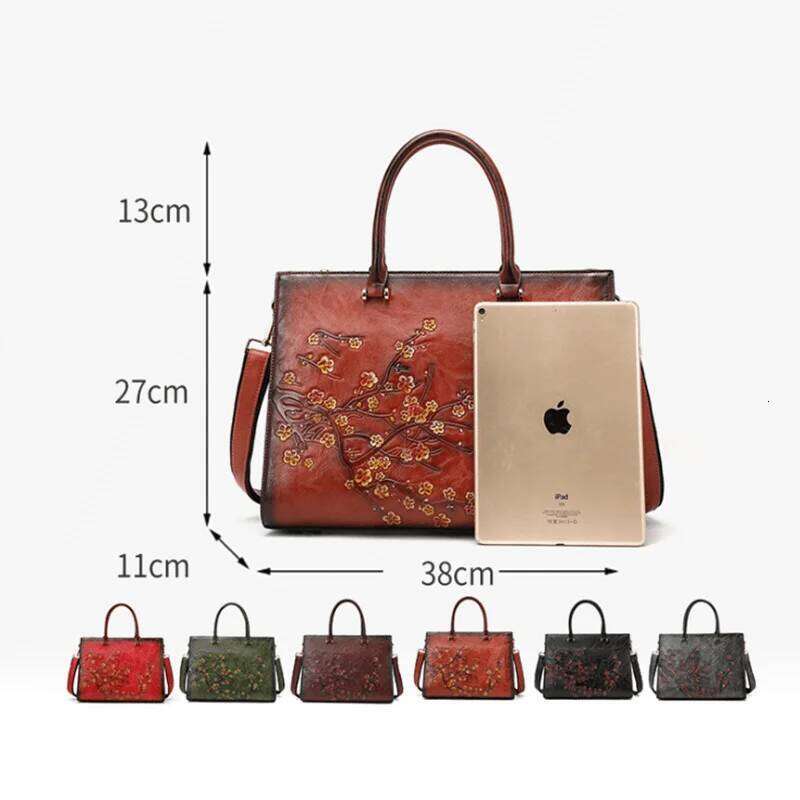 MOTAORA Vintage Emed Women Shoulder Leather Top-Handle Ladies Large Capacity Messenger Bags Floral Female Tote Bag