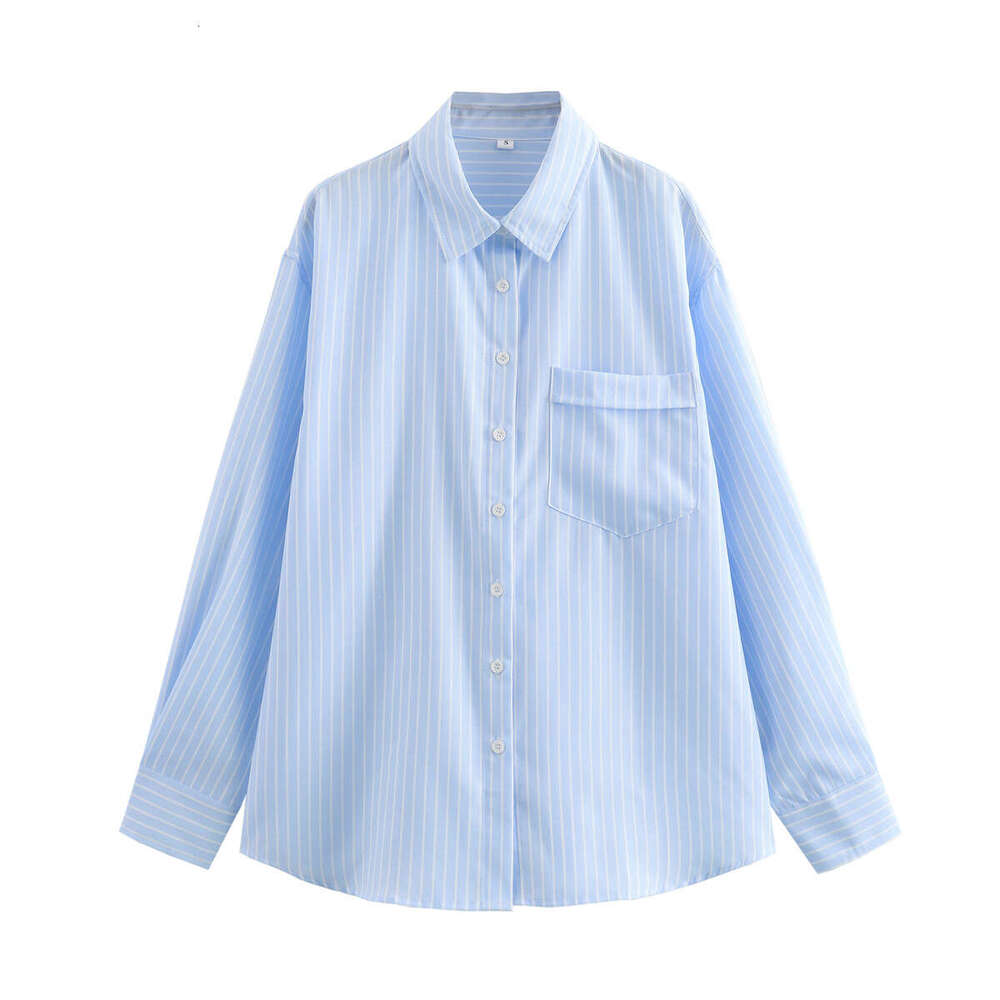 Summer New Style Four-Color Striped Single Pocket Loose Casual Shirt B5