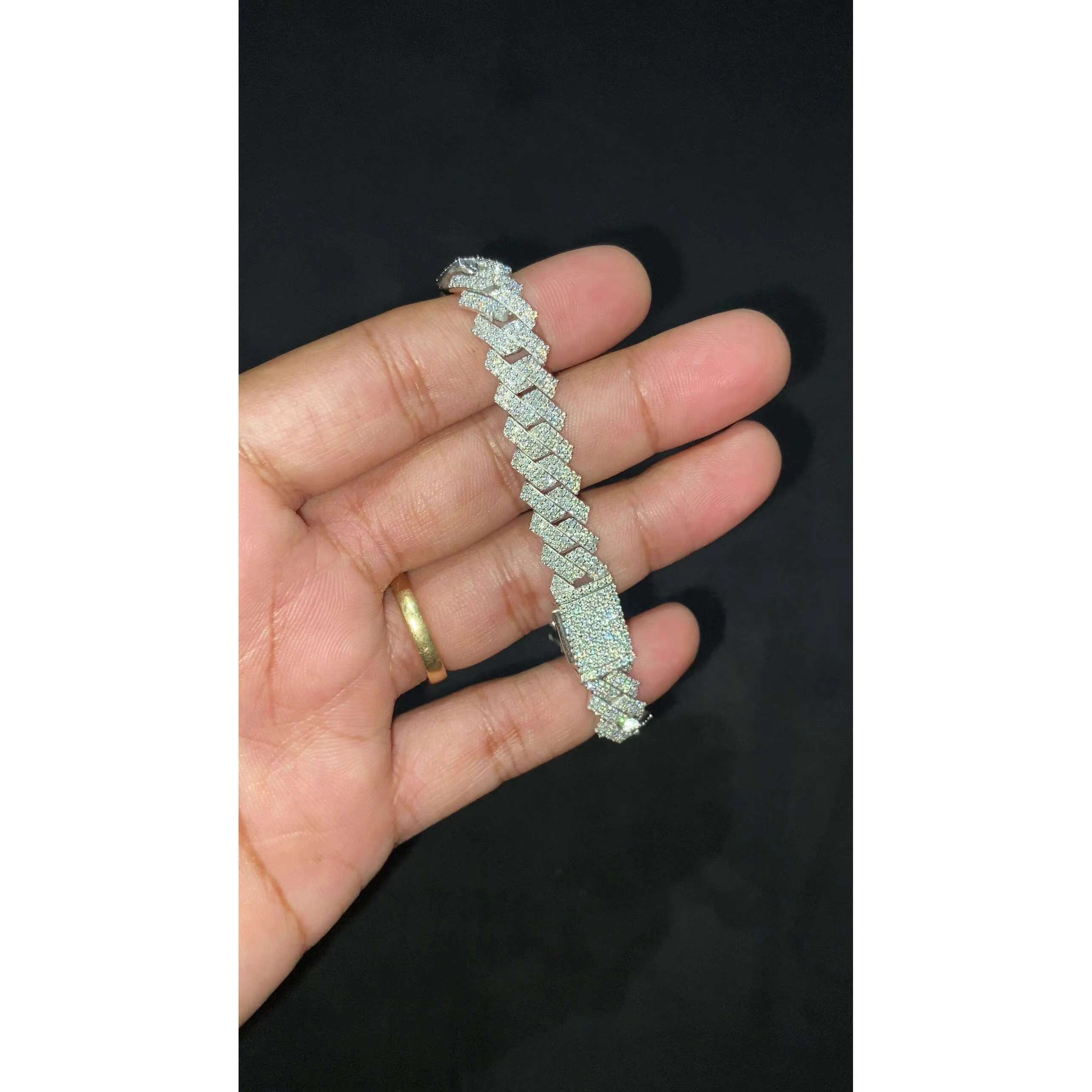 moissanite bracelet Miami Cuban Link Bracelet Men/Women Bracelet Moissanite Cuban Bracelet Available in 925 Sterling Silver/10k Solid Gold Pass