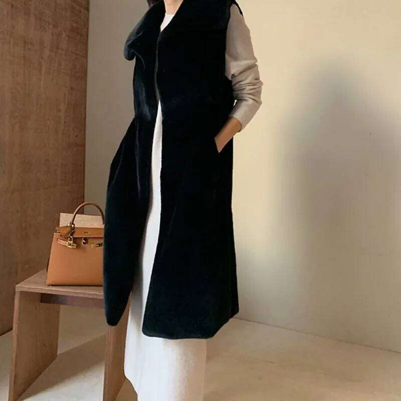 Vest Autumn Winter New Medium and Long Fur Coat for Women