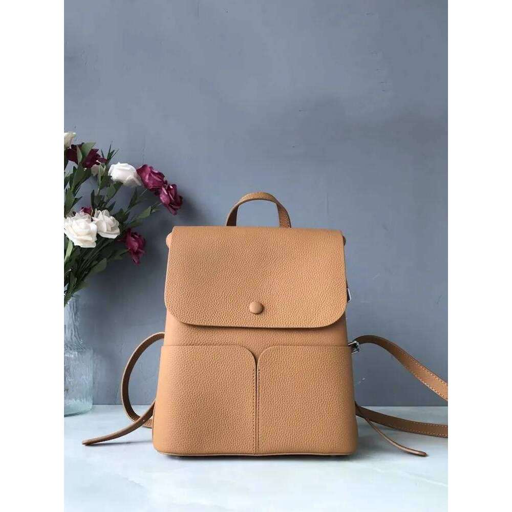 Retro Casual New Genuine Office Solid Color Natural Leather Travel Backpack Womens Shoulder School Bag 2025/06/10