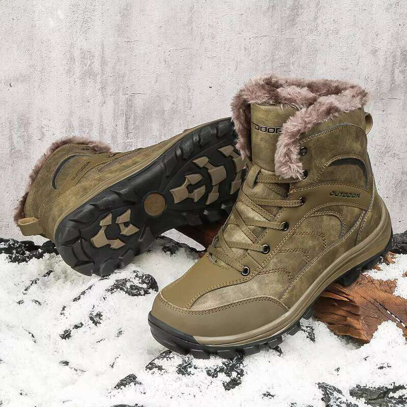 Men's Large Size Wear-resistant Non-slip Outdoor Hiking Plus Veet Warm Cotton Shoes