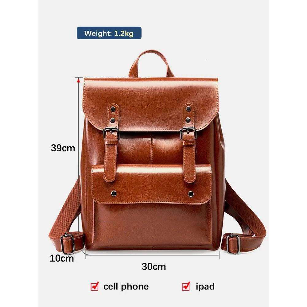 Designer Bag Zency Genuine Leather Women Travel Backpack Large Capacity For 14 Inch Laptop Rucksack Wear Resistant Oil Wax England Style Bag
