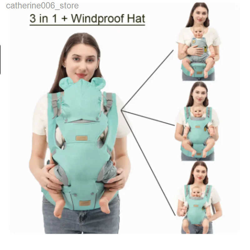 3 IN 1 Baby Hipseat Carrier Backpack Straps for Infant Toddler 0-36M Ergonomic With Windproof Hat for Winter Luminous Strips y250610MG8G