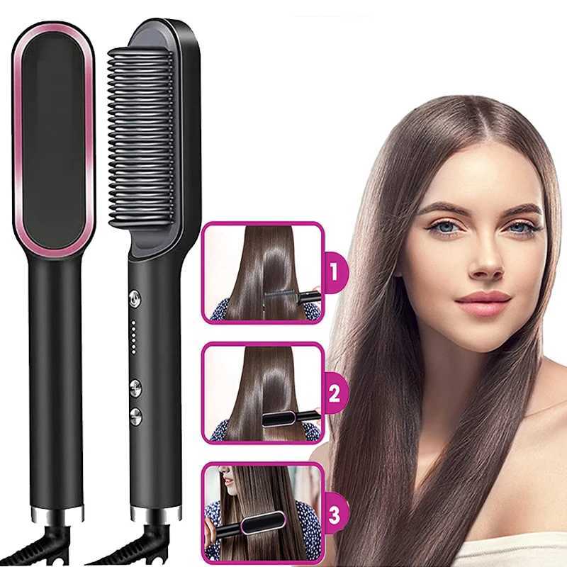 New Dual-Purpose Heated Straightening And Curling Comb With Negative Ions That WonT Damage Your Hair Straightenercomb W250610