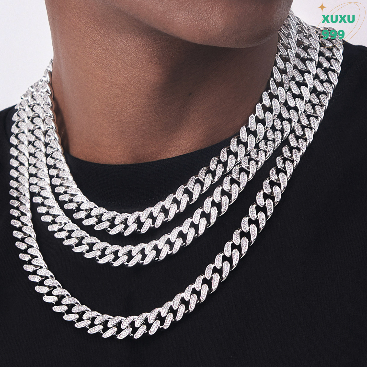 925 Silver 6mm Cuban Chain Necklace 14K Gold Plated VVS Moissanite Trendy Hiphop Iced Out OACOCA